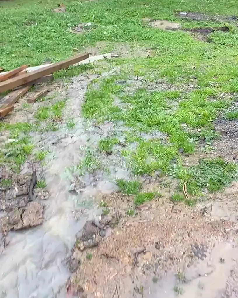 Groundwater running out across the surface of a site